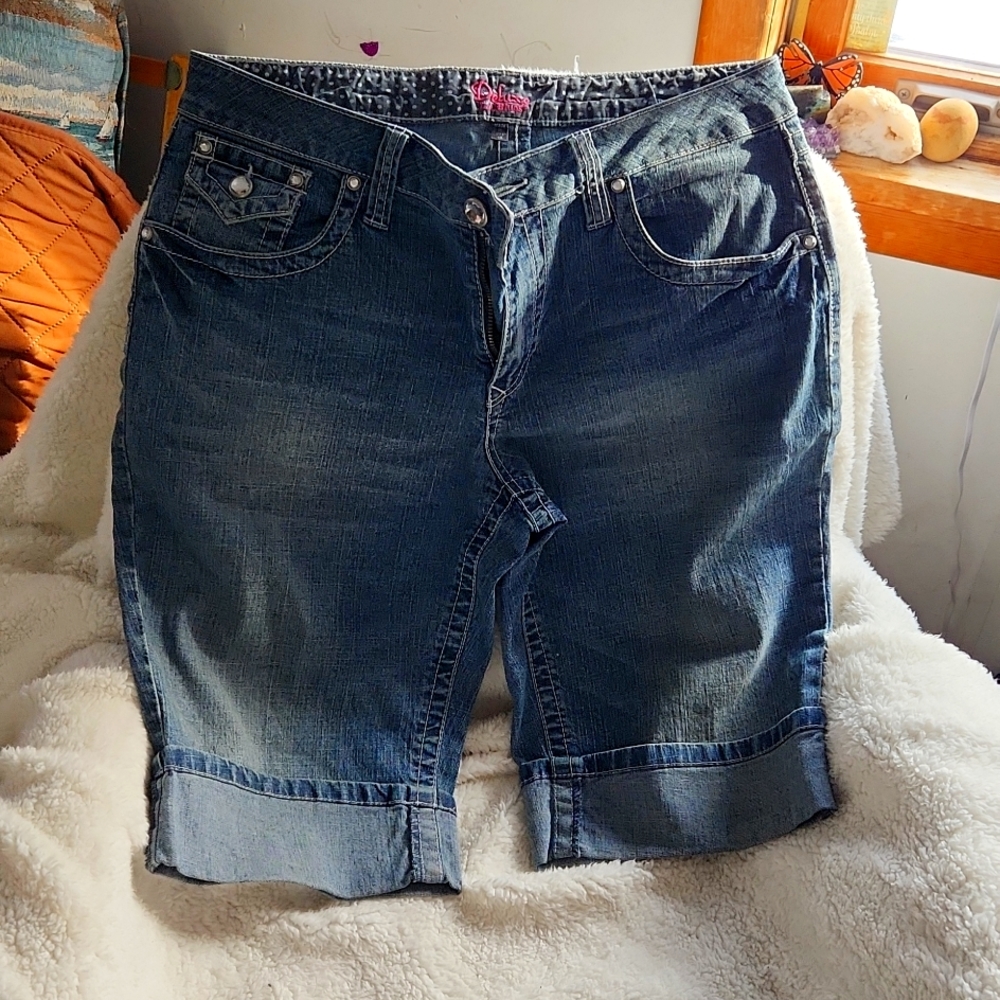 Deluxe LA Blues denim long shorts/crops with cuffs
